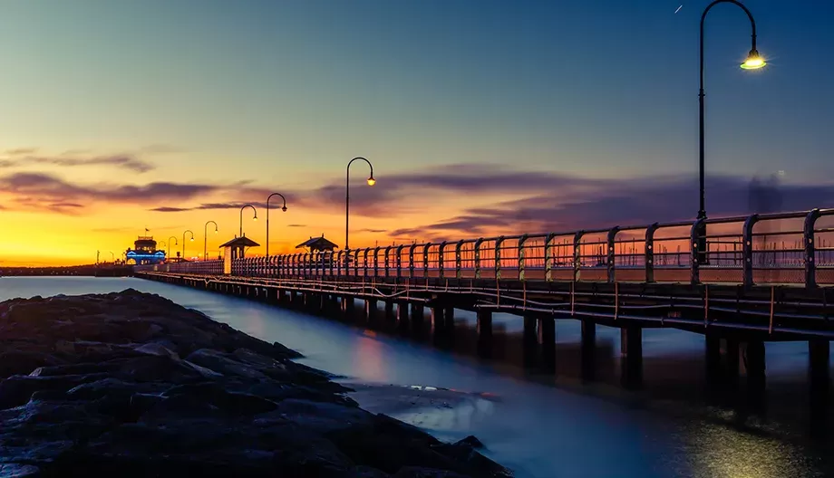 Melbourne pier at sunset