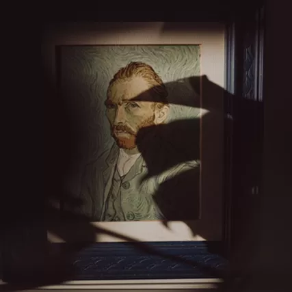 Shadow over painting of Vincent Van Gogh self portrait