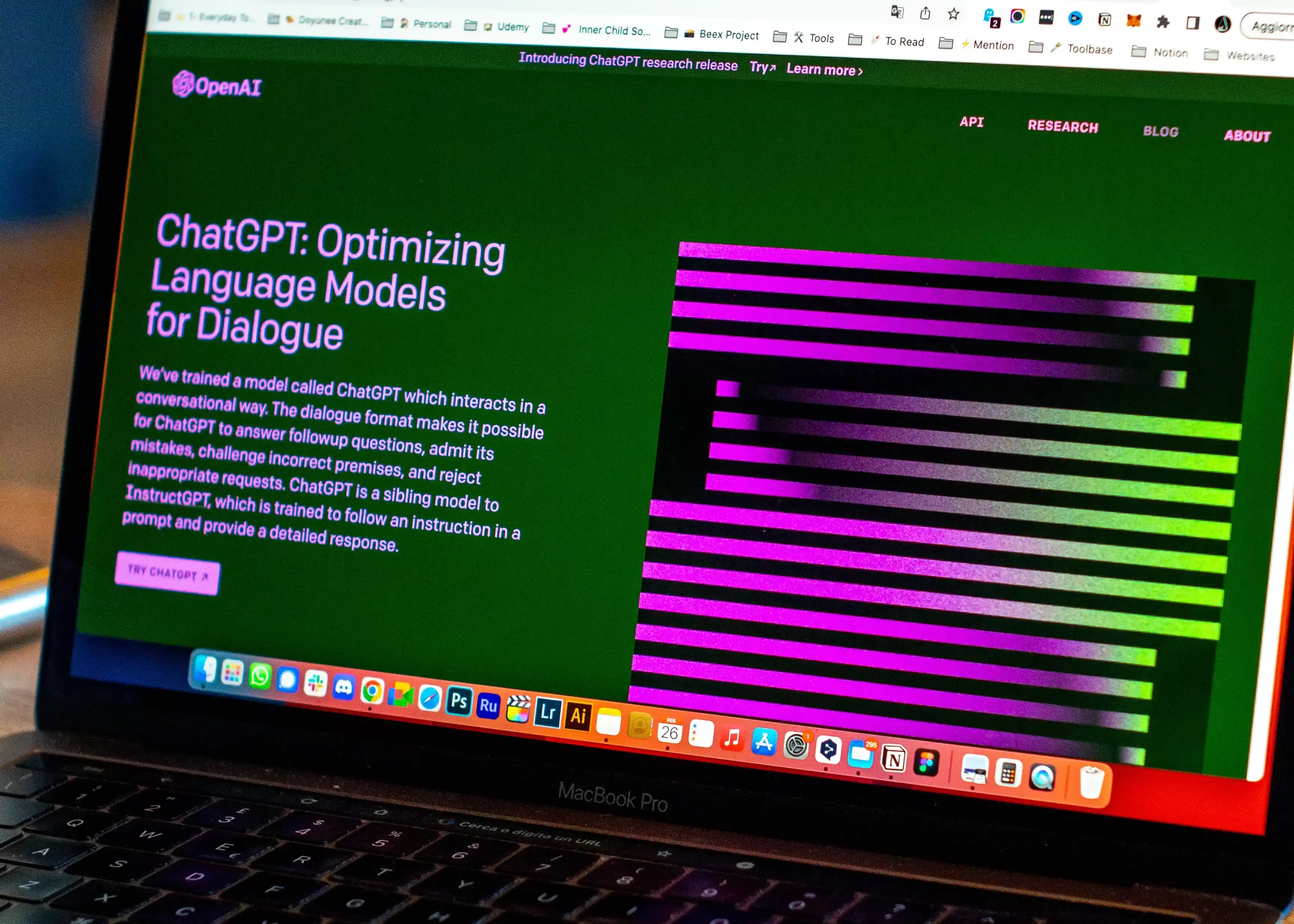 Laptop with Chat GPT webpage displaying