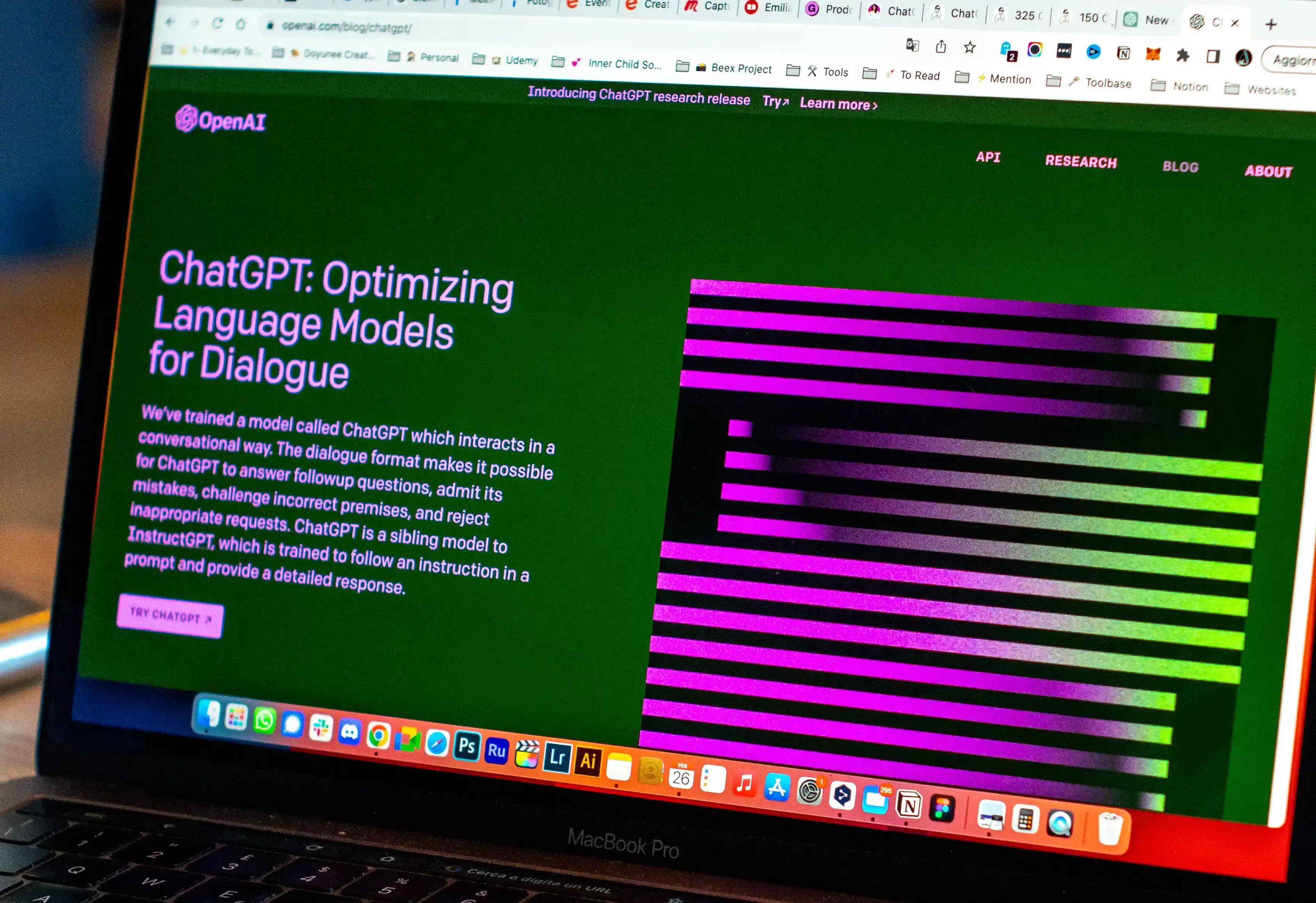 Laptop with Chat GPT webpage displaying