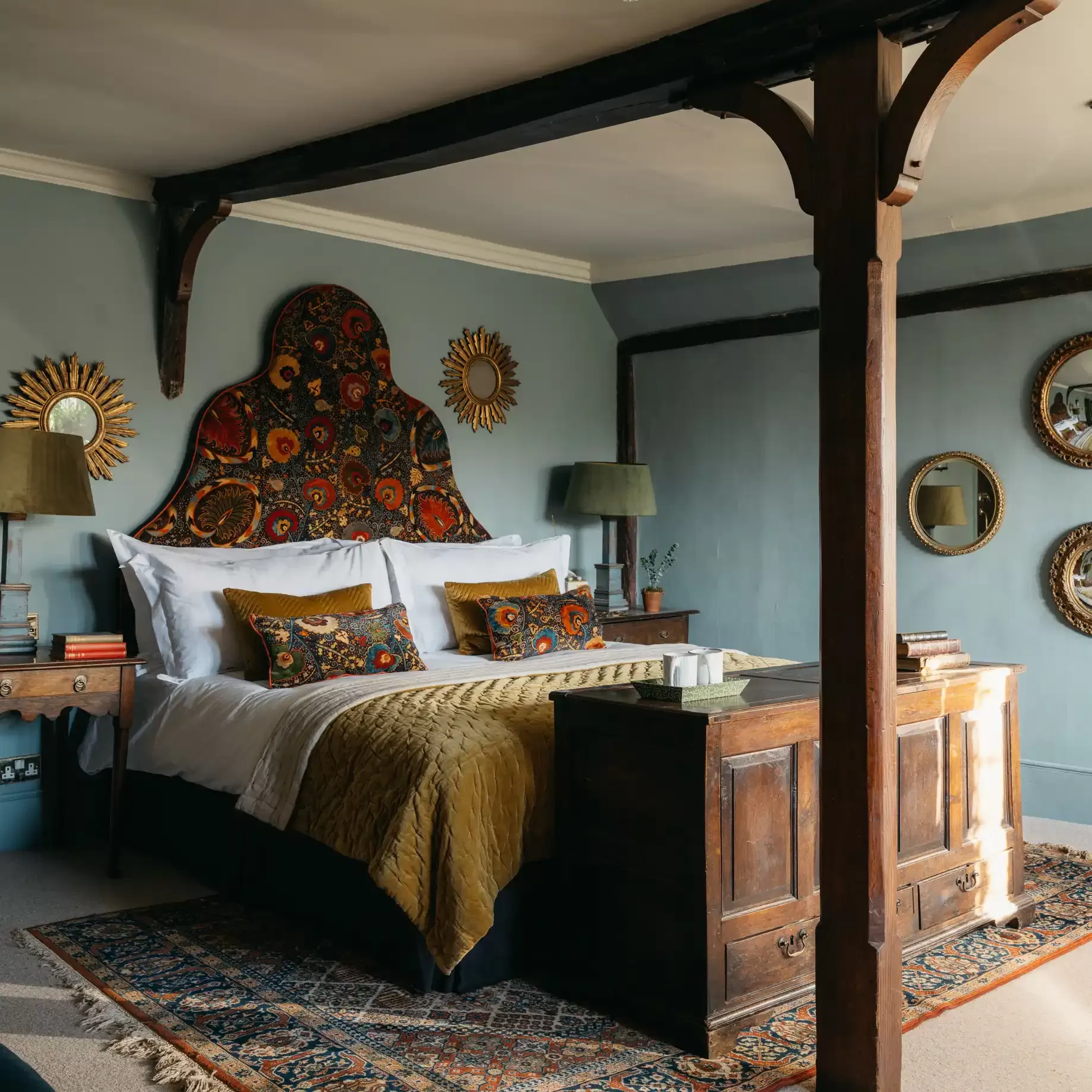 Grand ancient-style bedroom interior by Mark Anthony Fox & Joe Howard at Boys Hall, Ashford