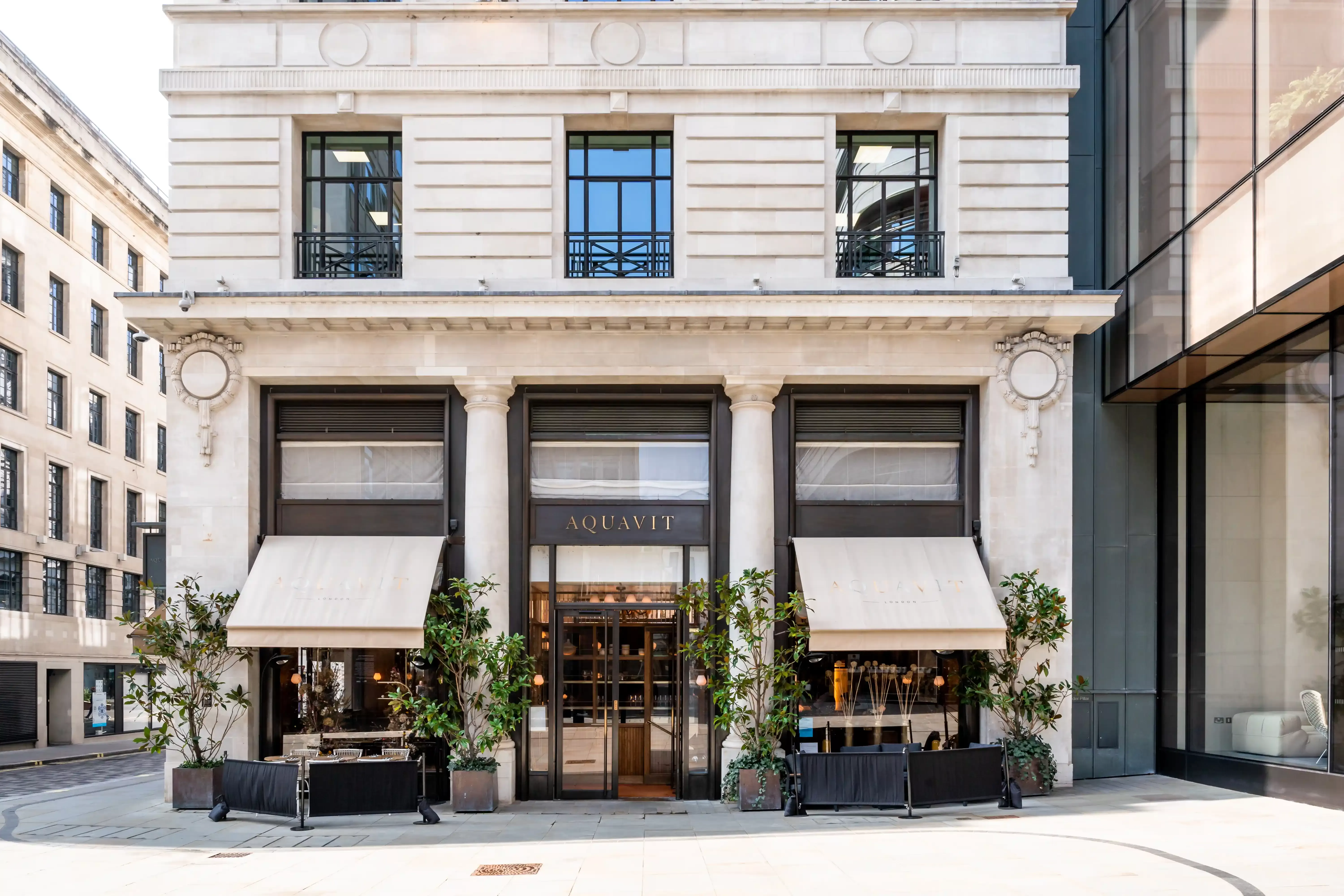 Exterior white building of Aquavit London