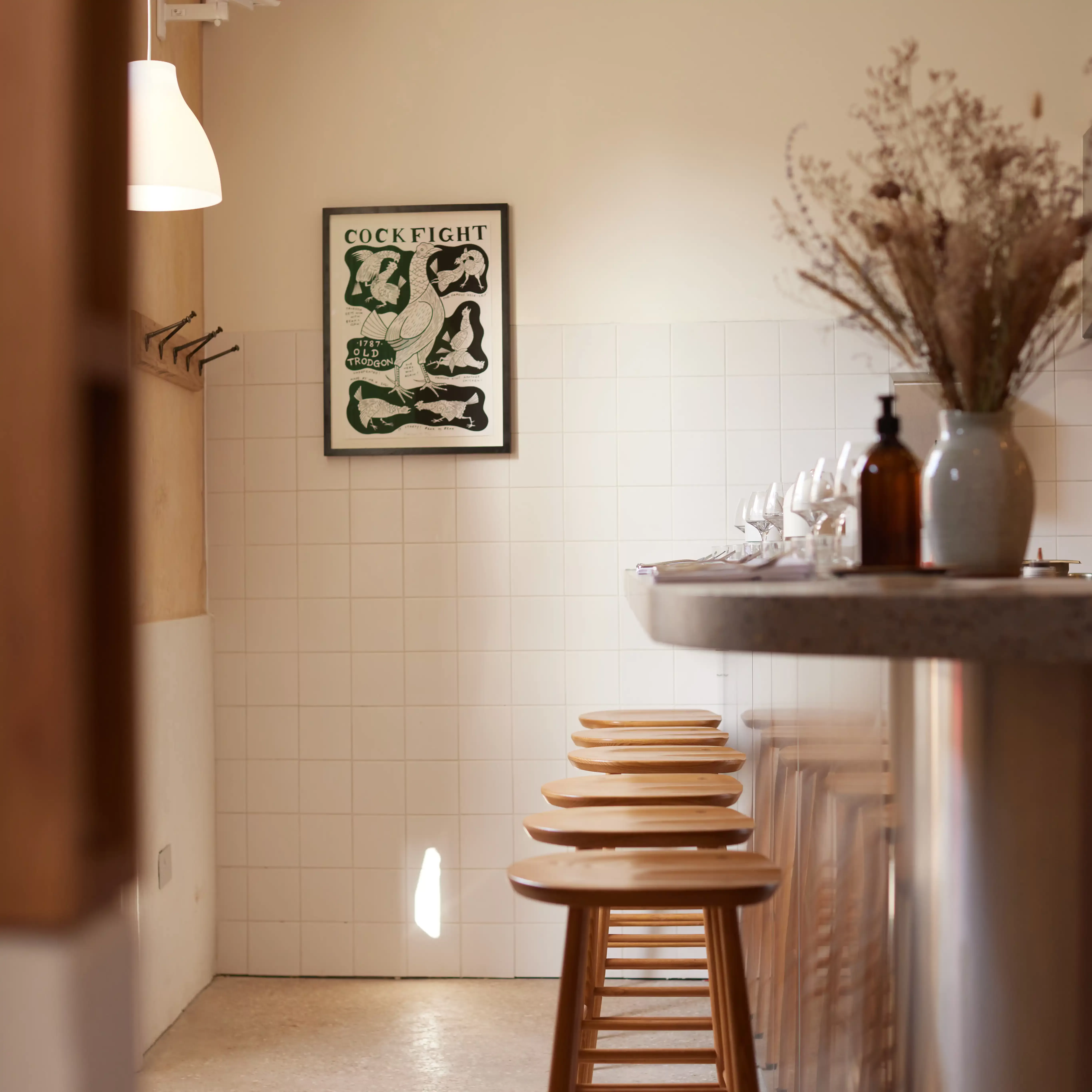 Chic Scandi interior bar and stools at Holm, South Petherton | images by Ed Reeve & Ed Schofield