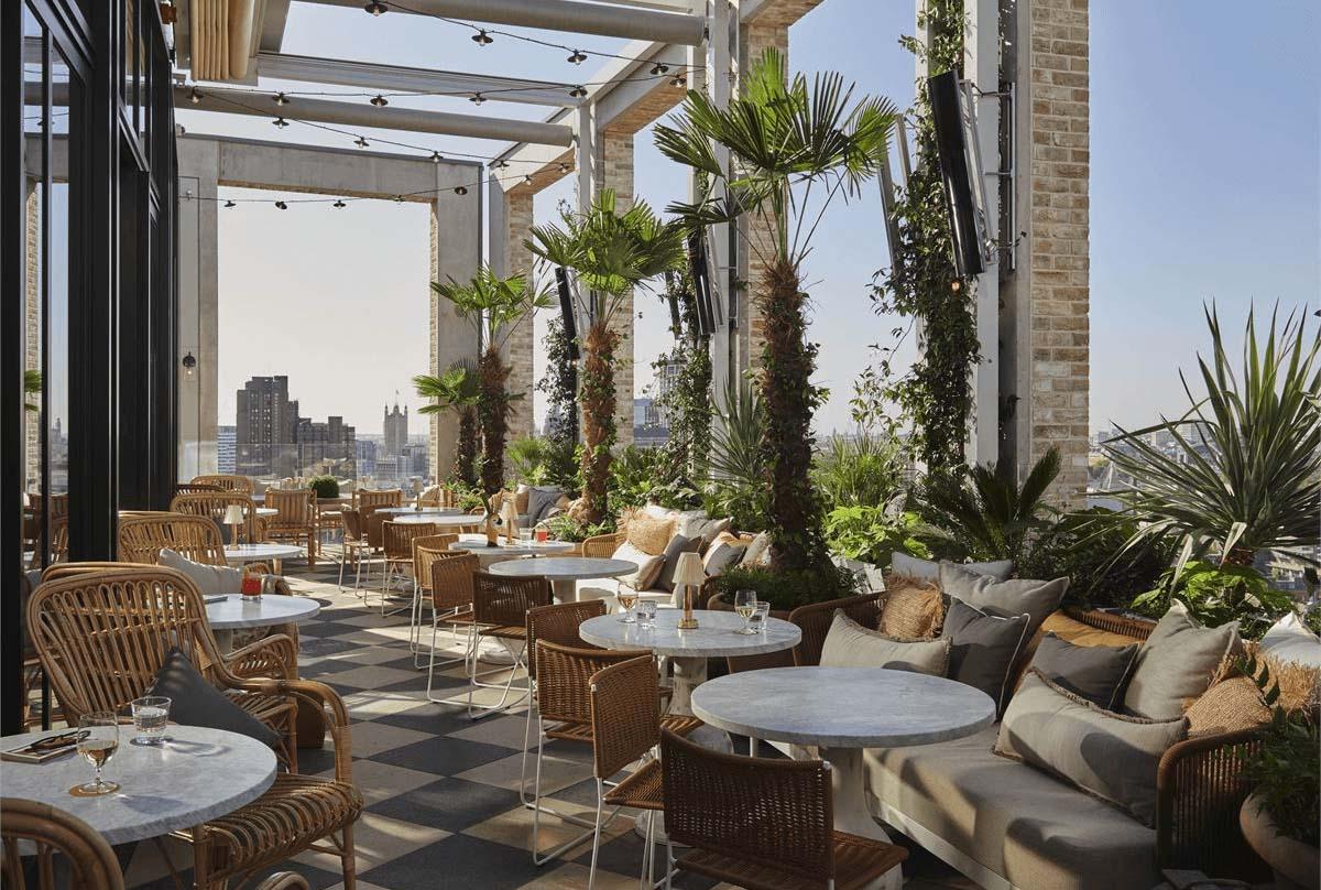Seabird Terrace seating area at the Hoxton hotel
