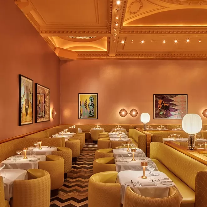 Contemporary yellow luxury interior of Sketch, London