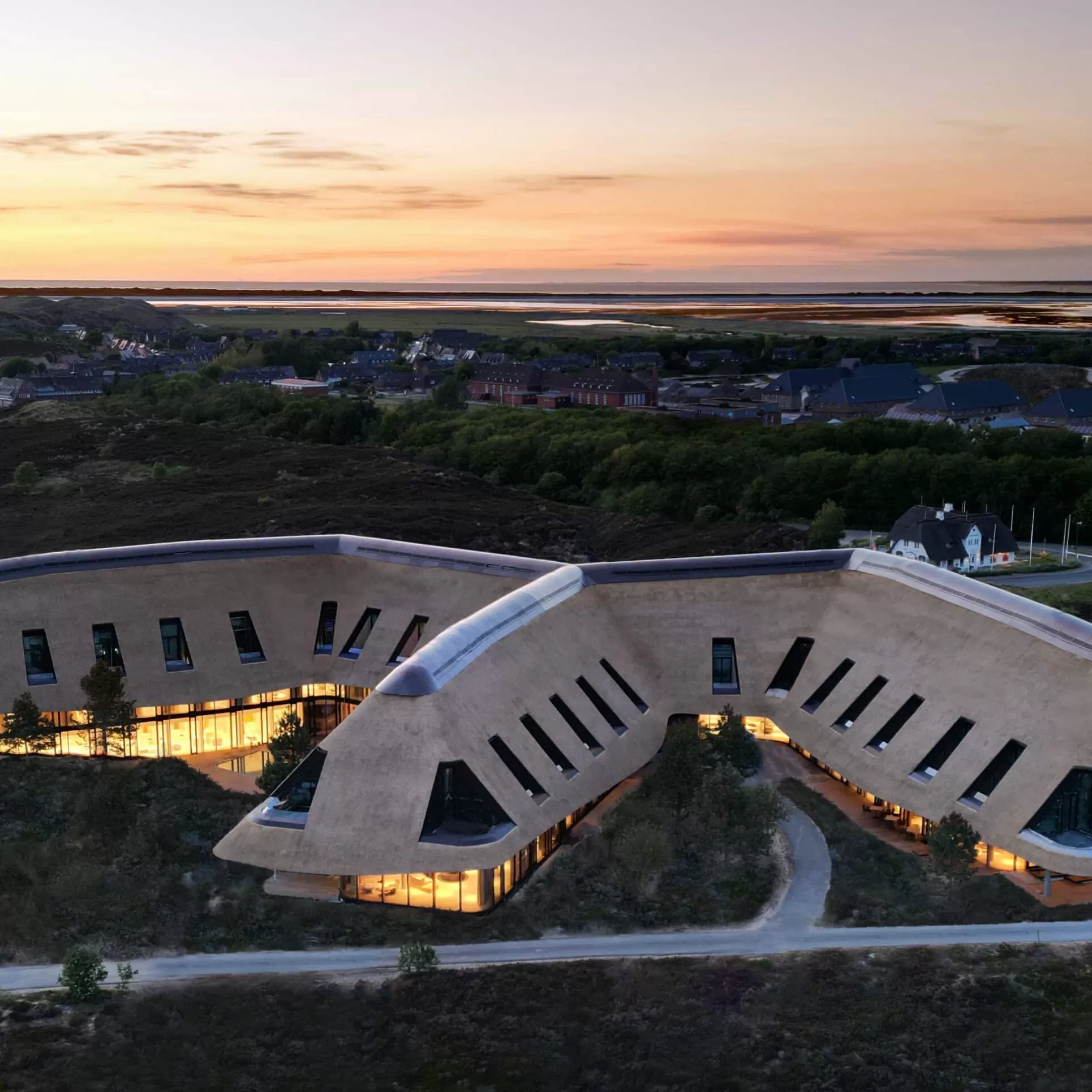 Unique architecture exterior of Lanserhof Sylt spa