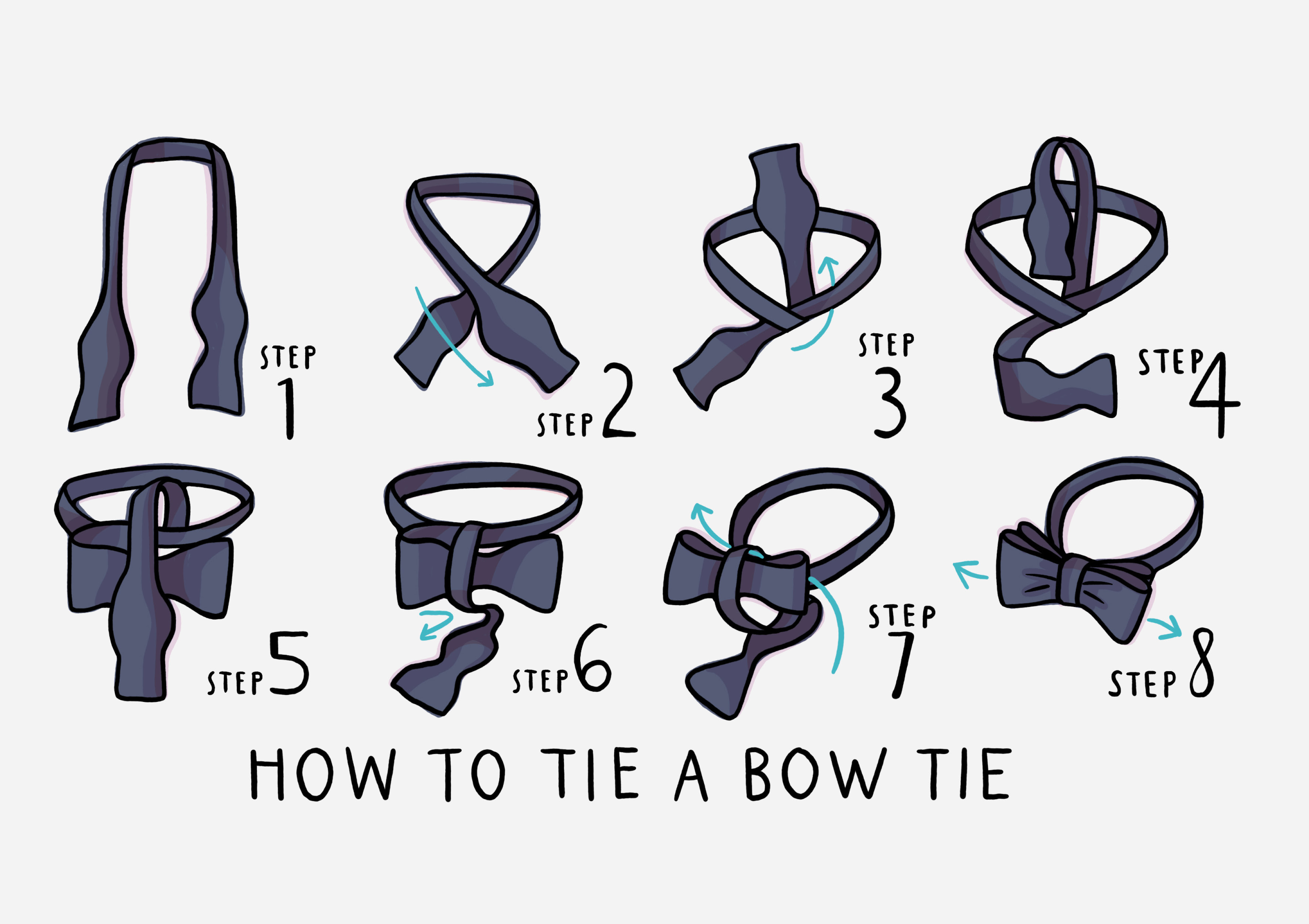Illustrative guide on how to tie a bow tie